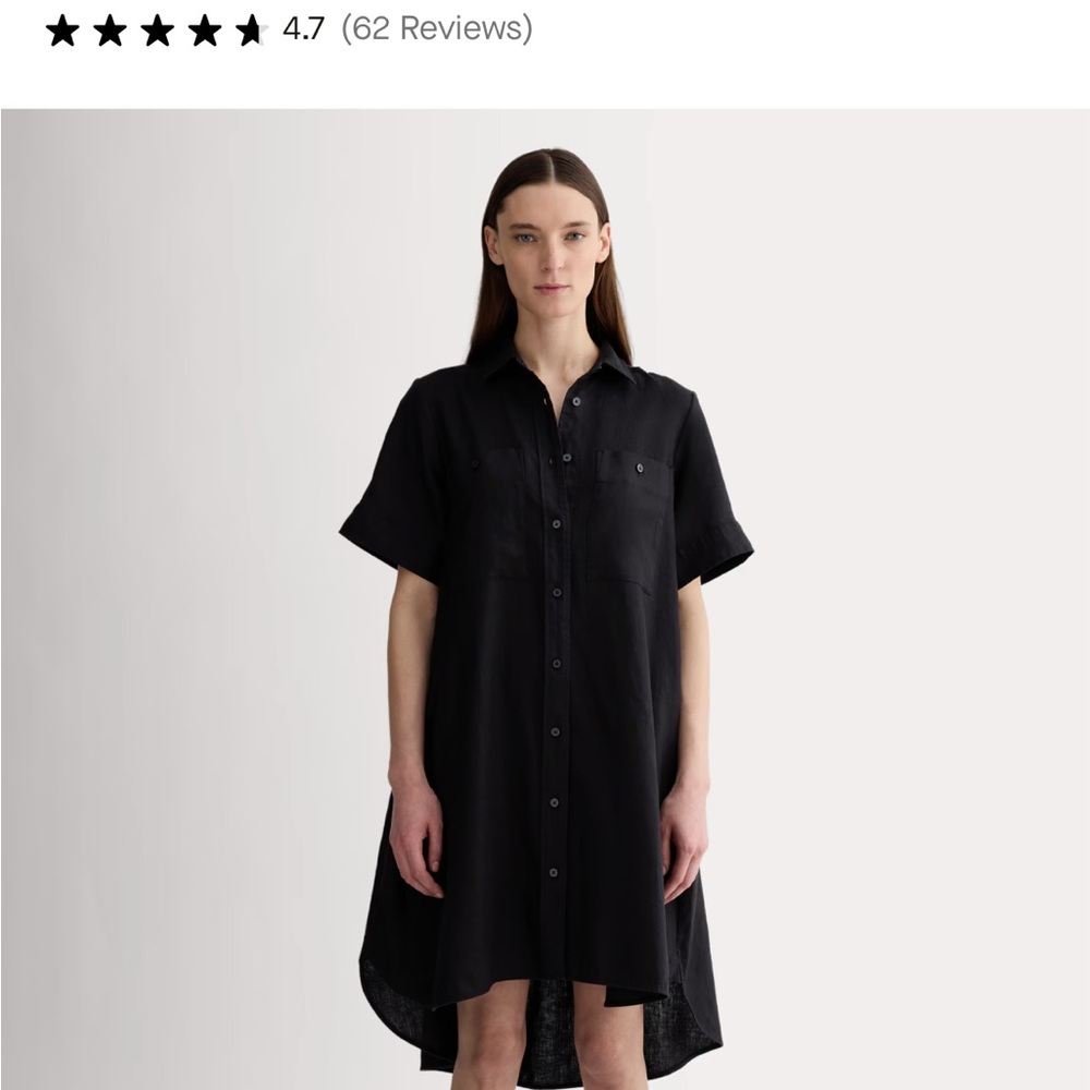 Everlane the daytripper shirt dress with pockets minimalist black size small